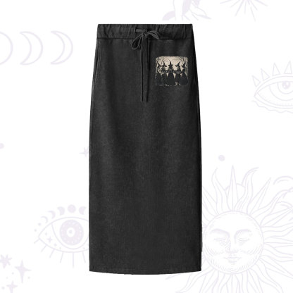 Purplehecate Girls Will Be Girls Witch Washed Drawstring Long Skirt