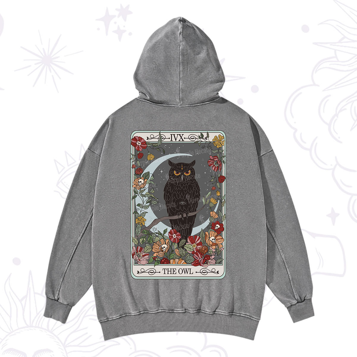 Purplehecate The Owl Tarot Washed Hoodie