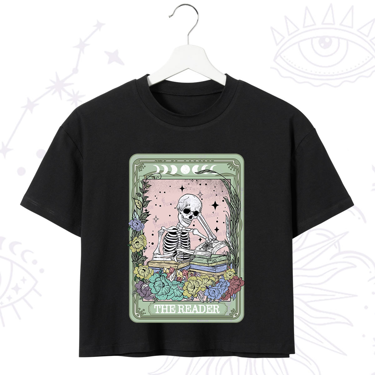 Purplehecate The Reader Bookworm Tarot Skeleton Crop T-Shirt