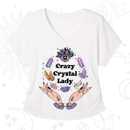 Purplehecate Crazy Crystal Lady V-Neck T-Shirt