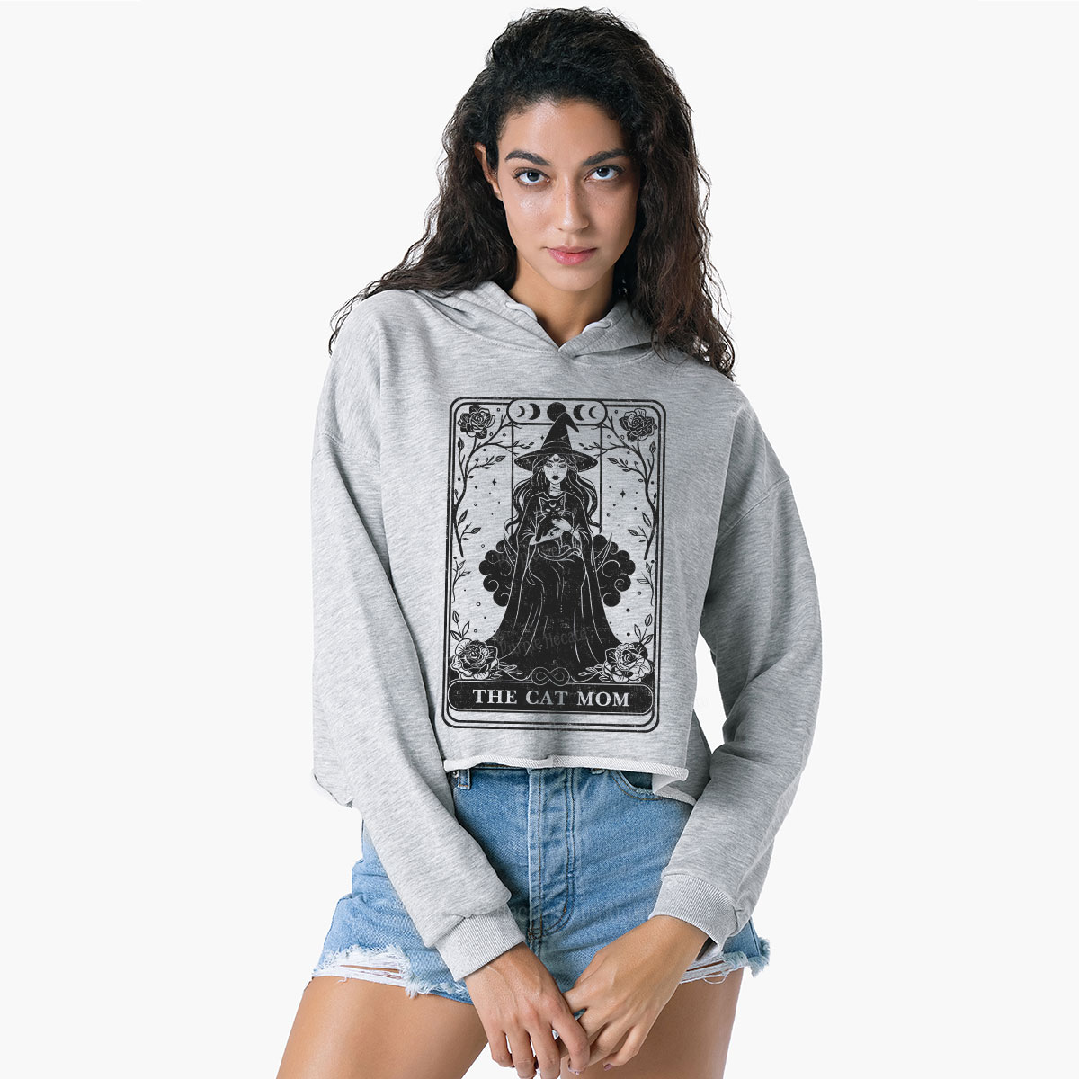 Purplehecate The Witch Cat Mom Tarot Crop Hoodie