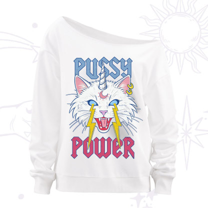 Purplehecate Pussy Power Off The Shoulder Sweatshirt