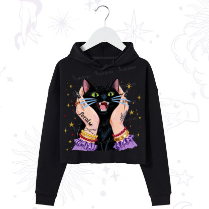Purplehecate Feral Cat Magic Crop Hoodie