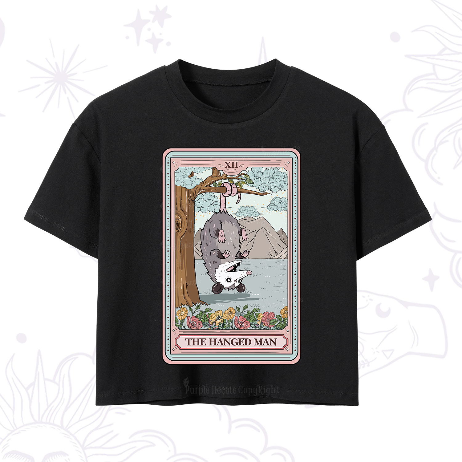 Purplehecate The Hanged Man Tarot Opossum Crop T-Shirt