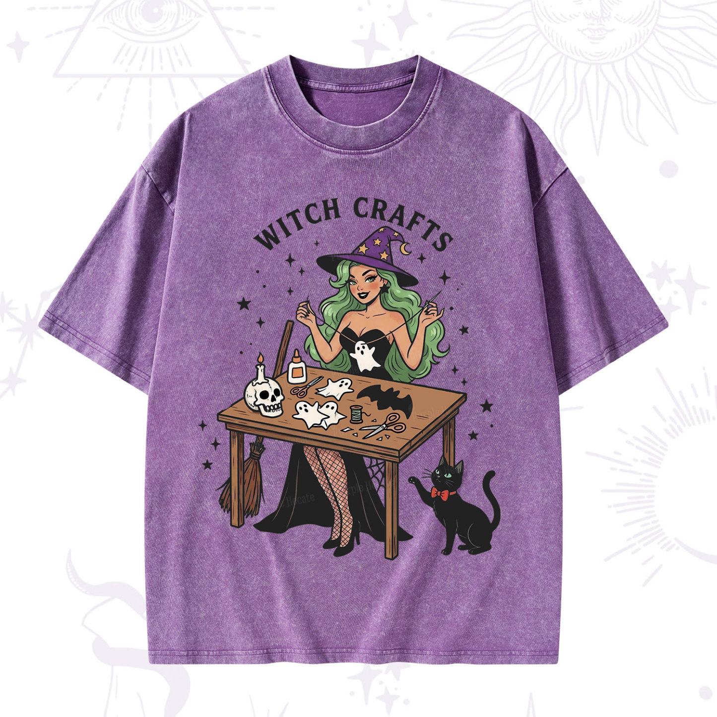 Purplehecate Quirky Witch Crafts Washed T-Shirt