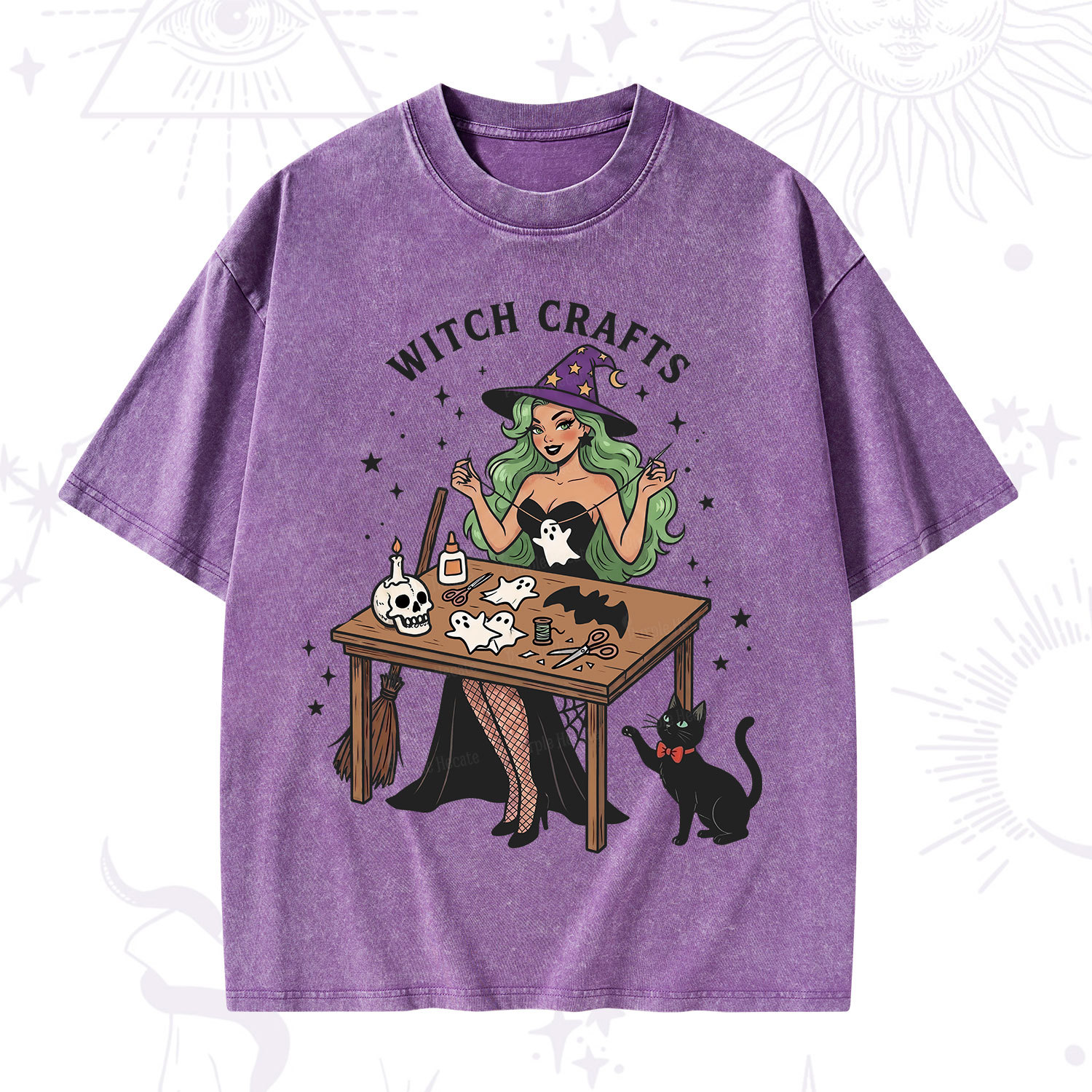 Purplehecate Quirky Witch Crafts Washed T-Shirt