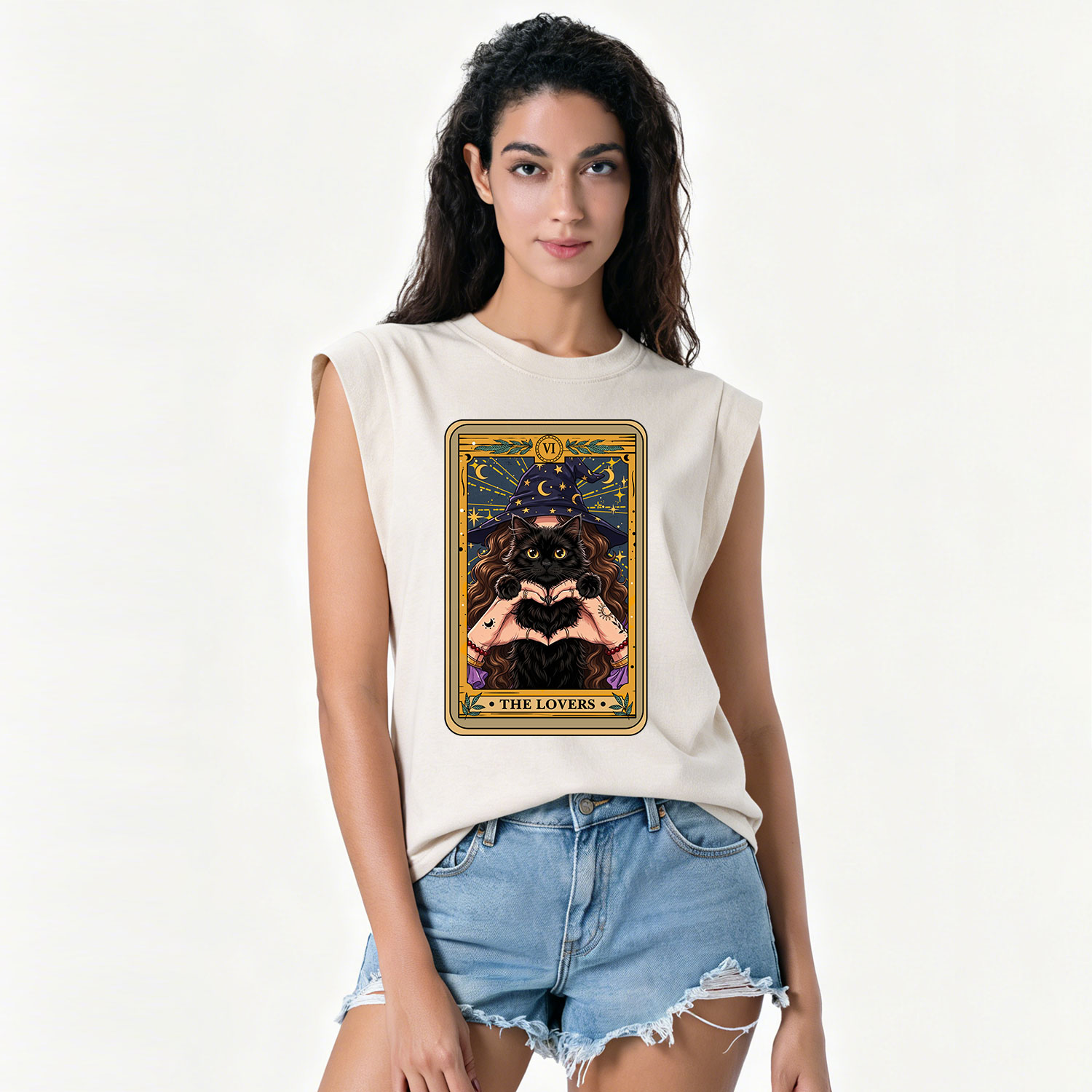 Purplehecate The Lover Tarot Witch Cat Vintage Washed Tank