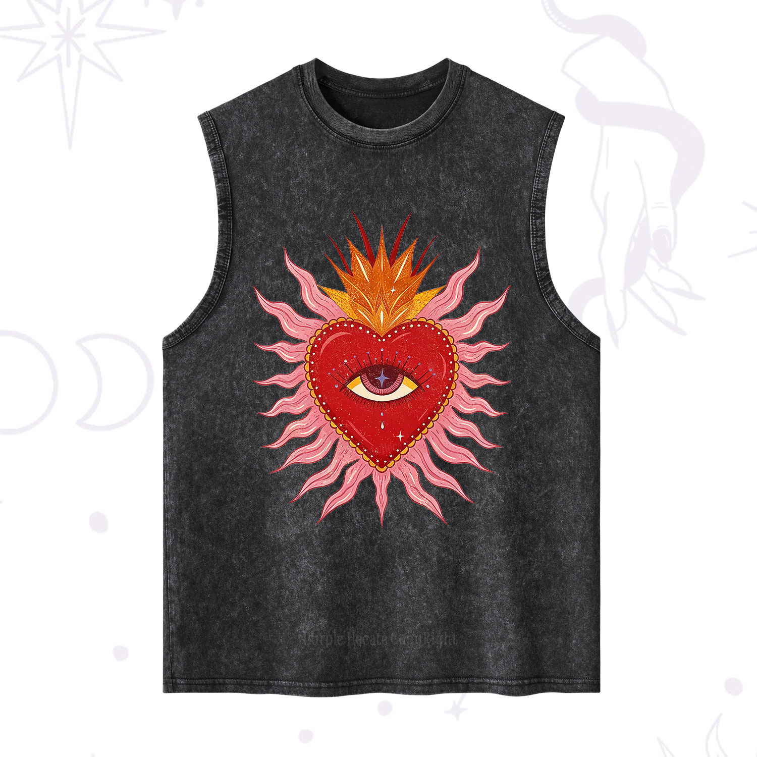 Purplehecate Sacred Flame Heart Washed Tank