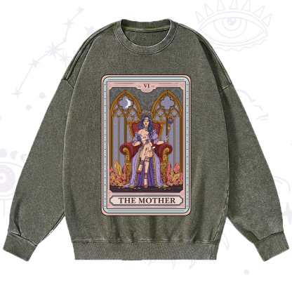 Purplehecate The Mother Tarot Card Washed Sweatshirt