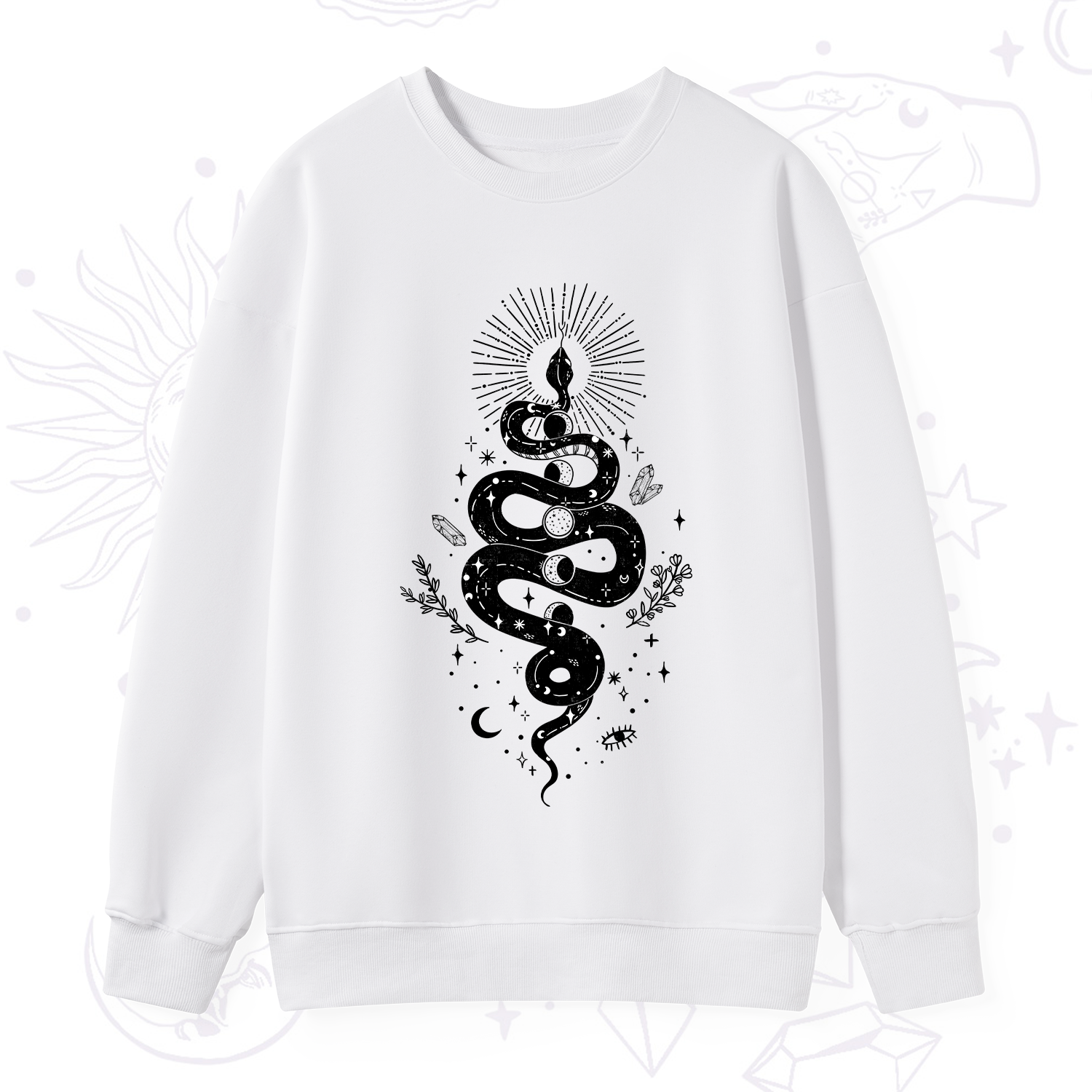 Purplehecate Mystical Moon Phases Snake Sweatshirt