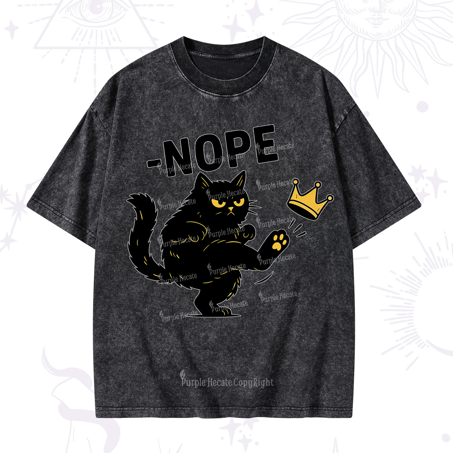 Purplehecate No Kings Black Cat Washed T-Shirt