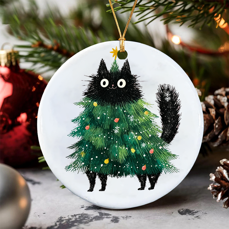 Purplehecate Black Cats Christmas Tree Christmas Ornament