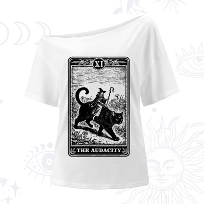 Purplehecate The Audacity Wizard Cat Tarot One Shoulder T-Shirt