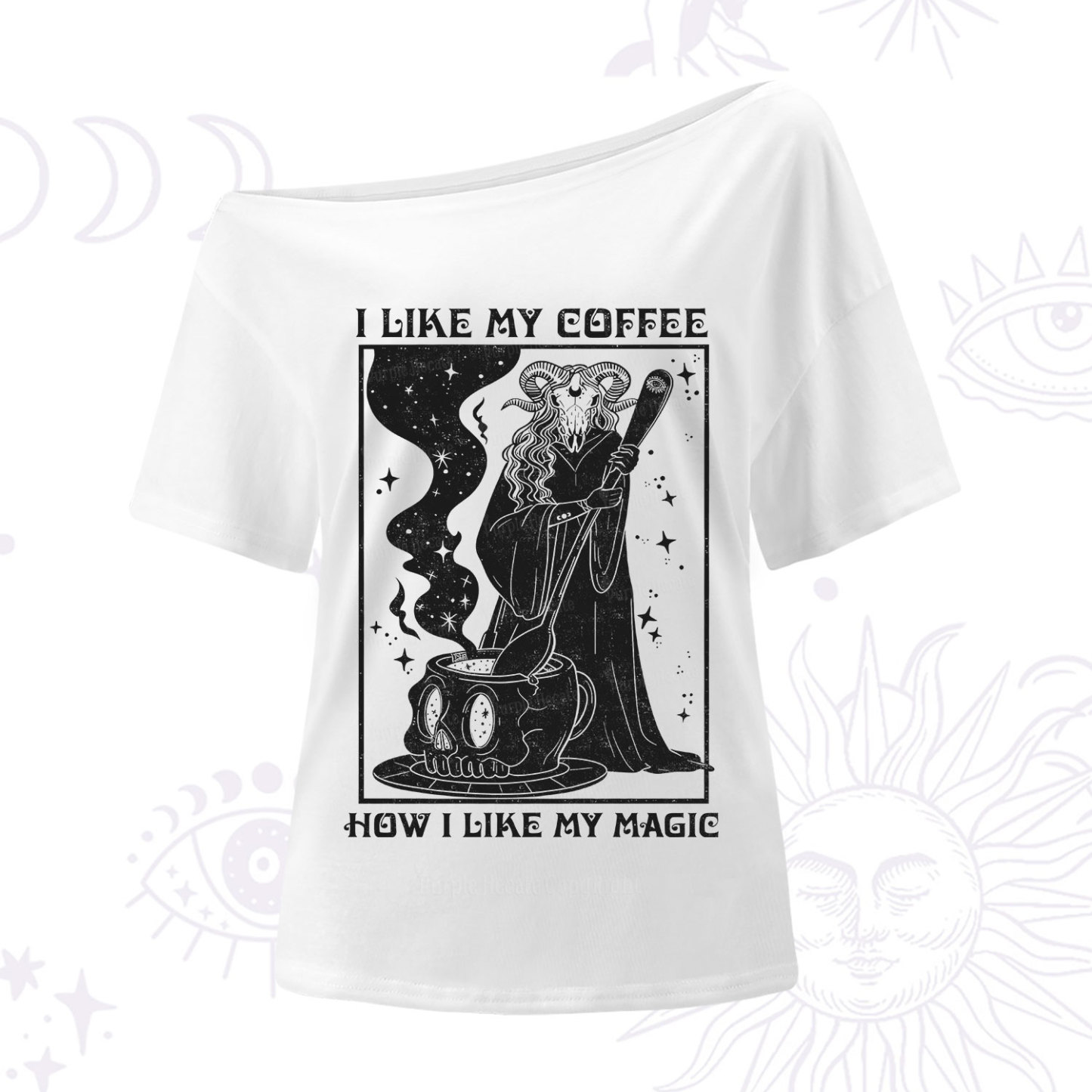Purplehecate I Like My Coffee How I Like My Magic One Shoulder T-Shirt