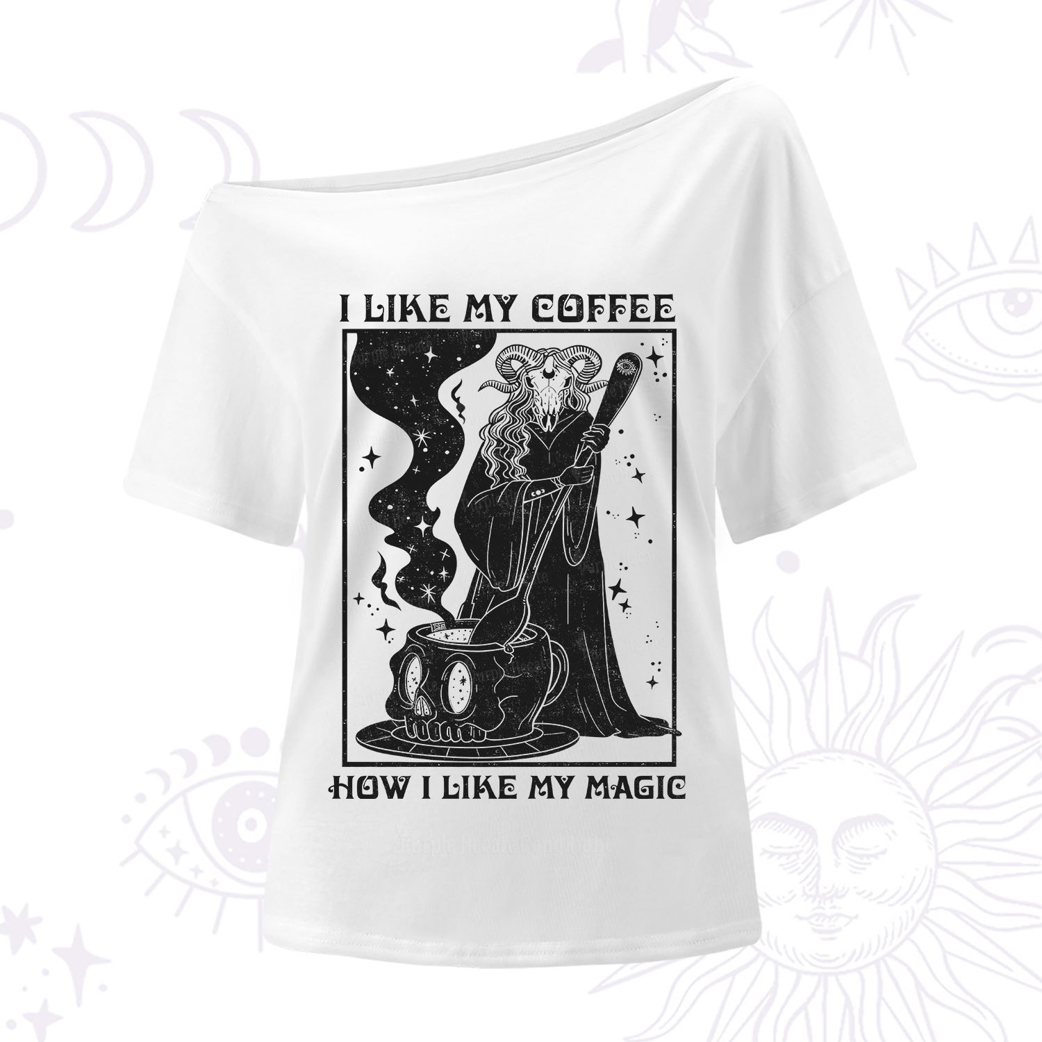 Purplehecate I Like My Coffee How I Like My Magic One Shoulder T-Shirt