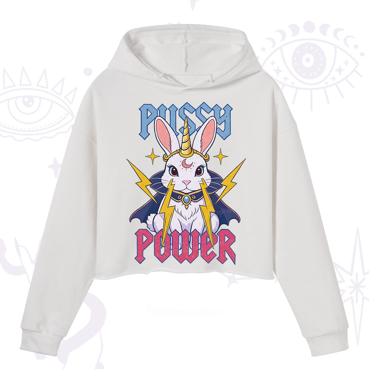 Purplehecate Pussy Power Magic Bunny Crop Hoodie