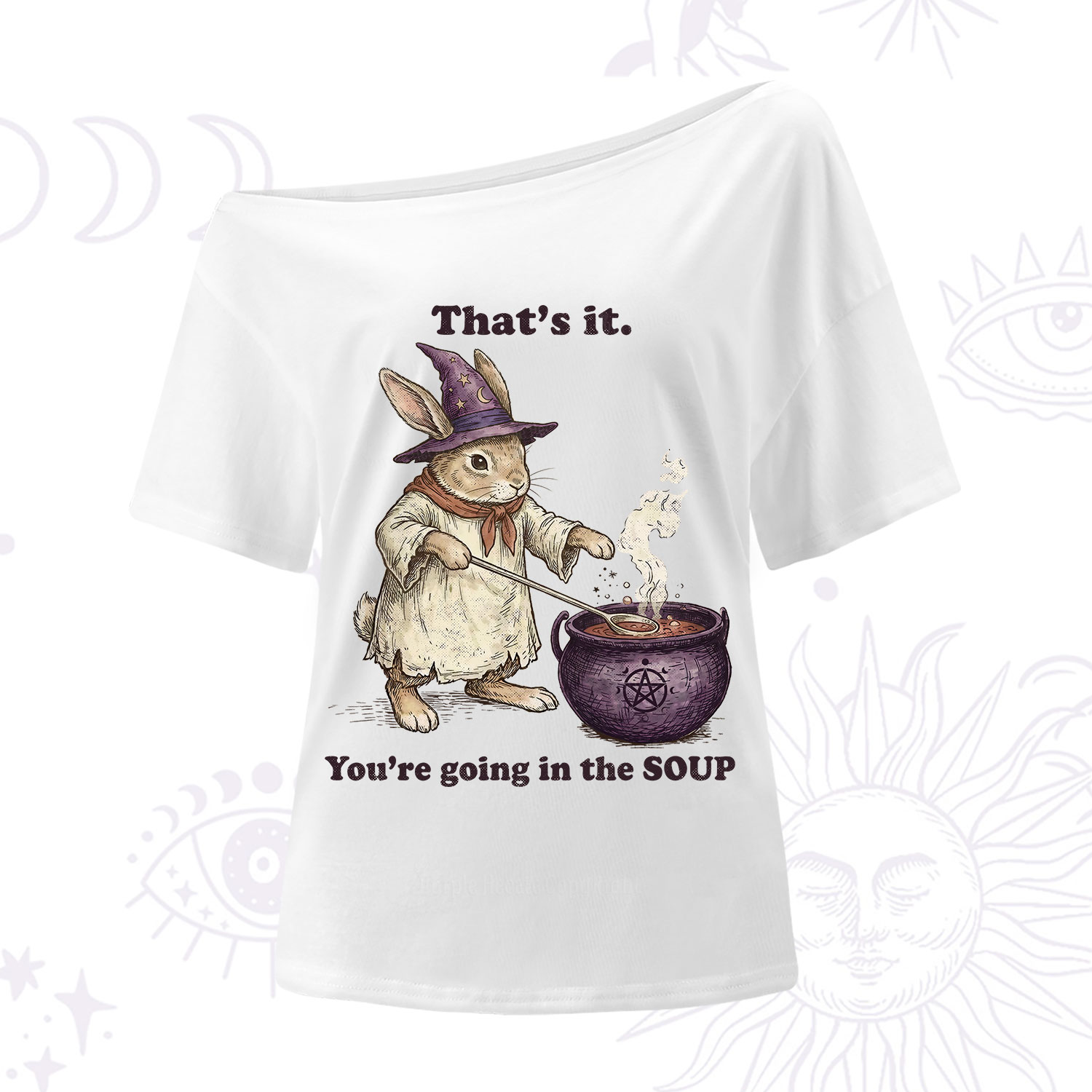 Purplehecate That's It You're Going in the Soup Witch Bunny One Shoulder T-Shirt