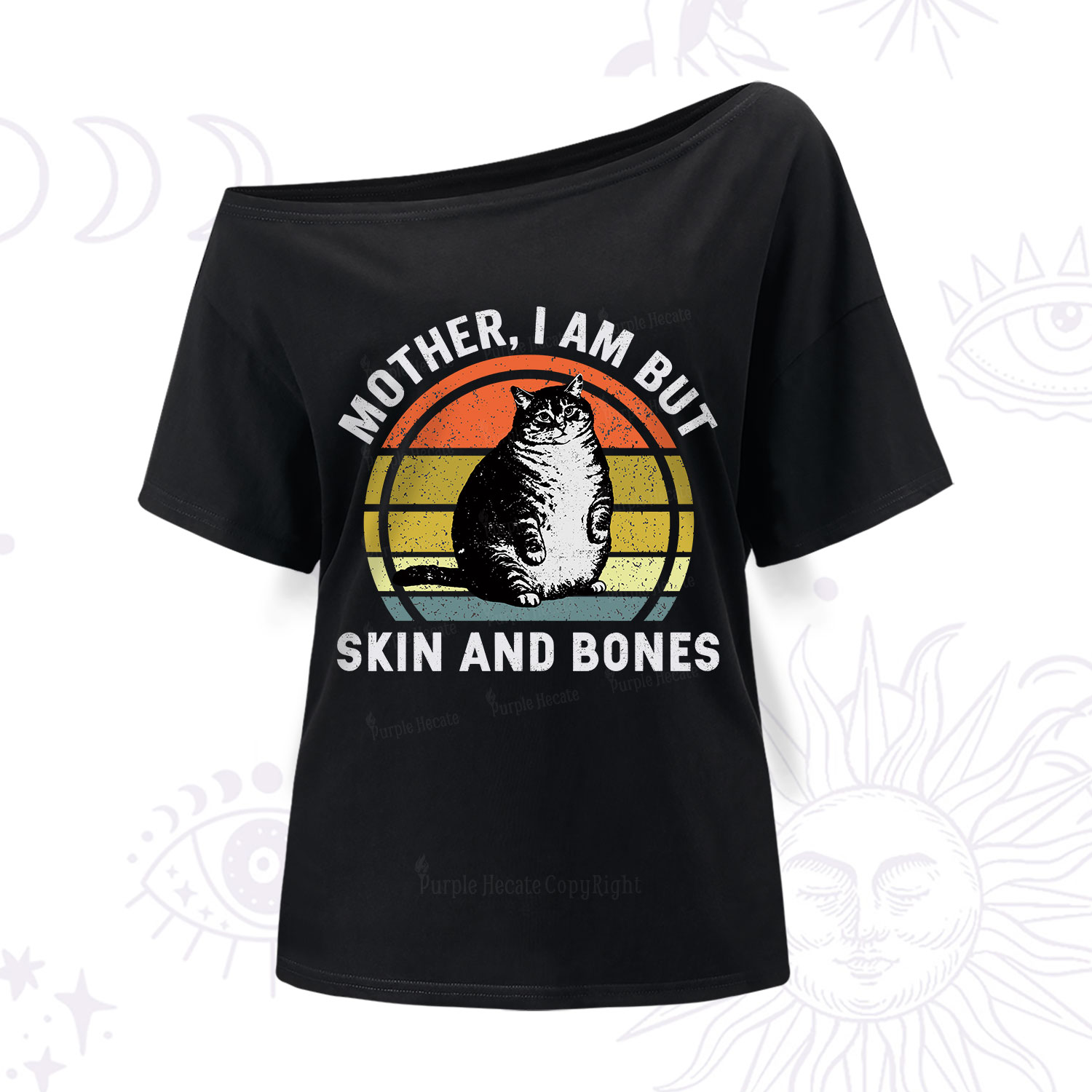 Purplehecate Mother I Am But Skin And Bones Funny Cat One Shoulder T-Shirt