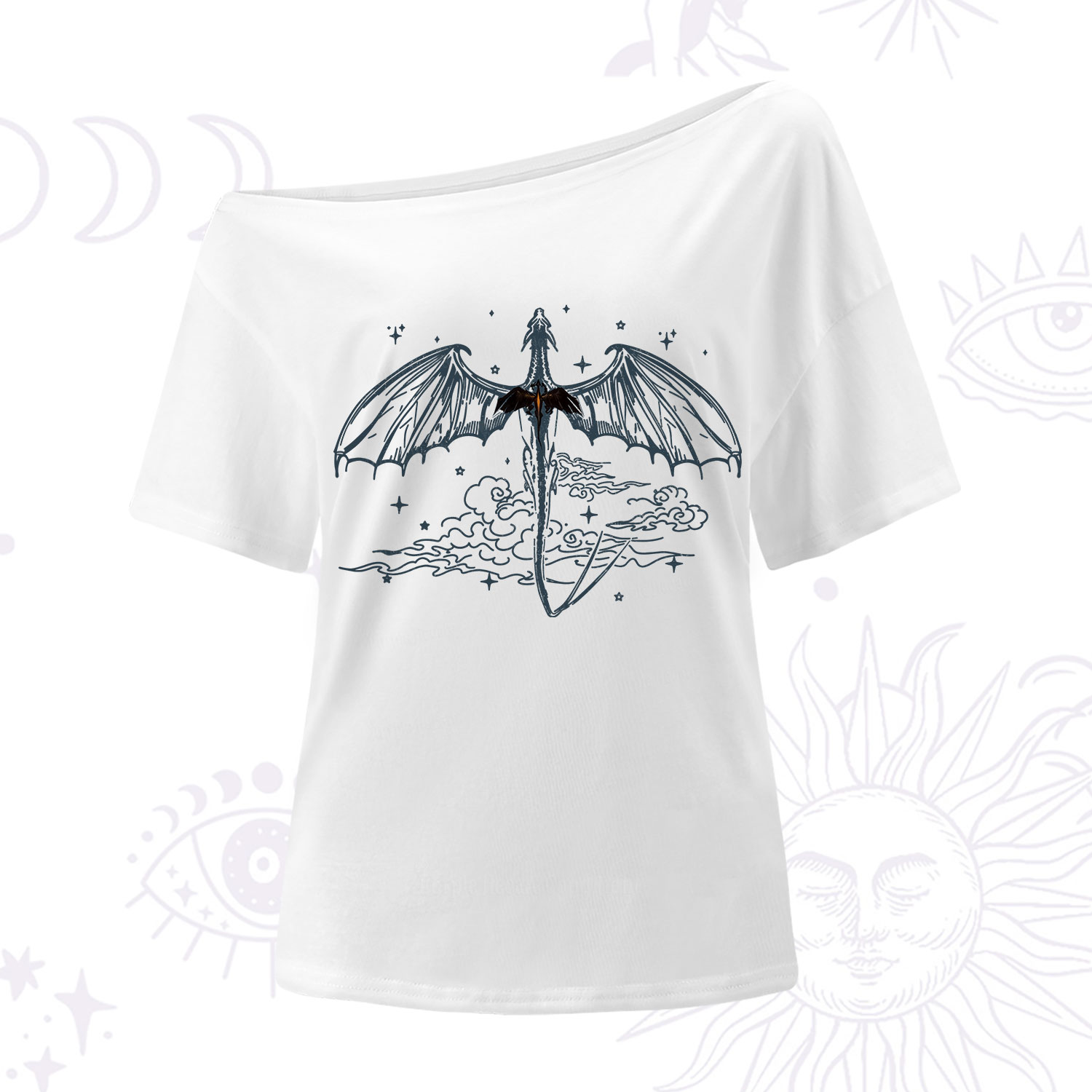 Purplehecate Dragon Rider Celestial Sword One Shoulder T-Shirt