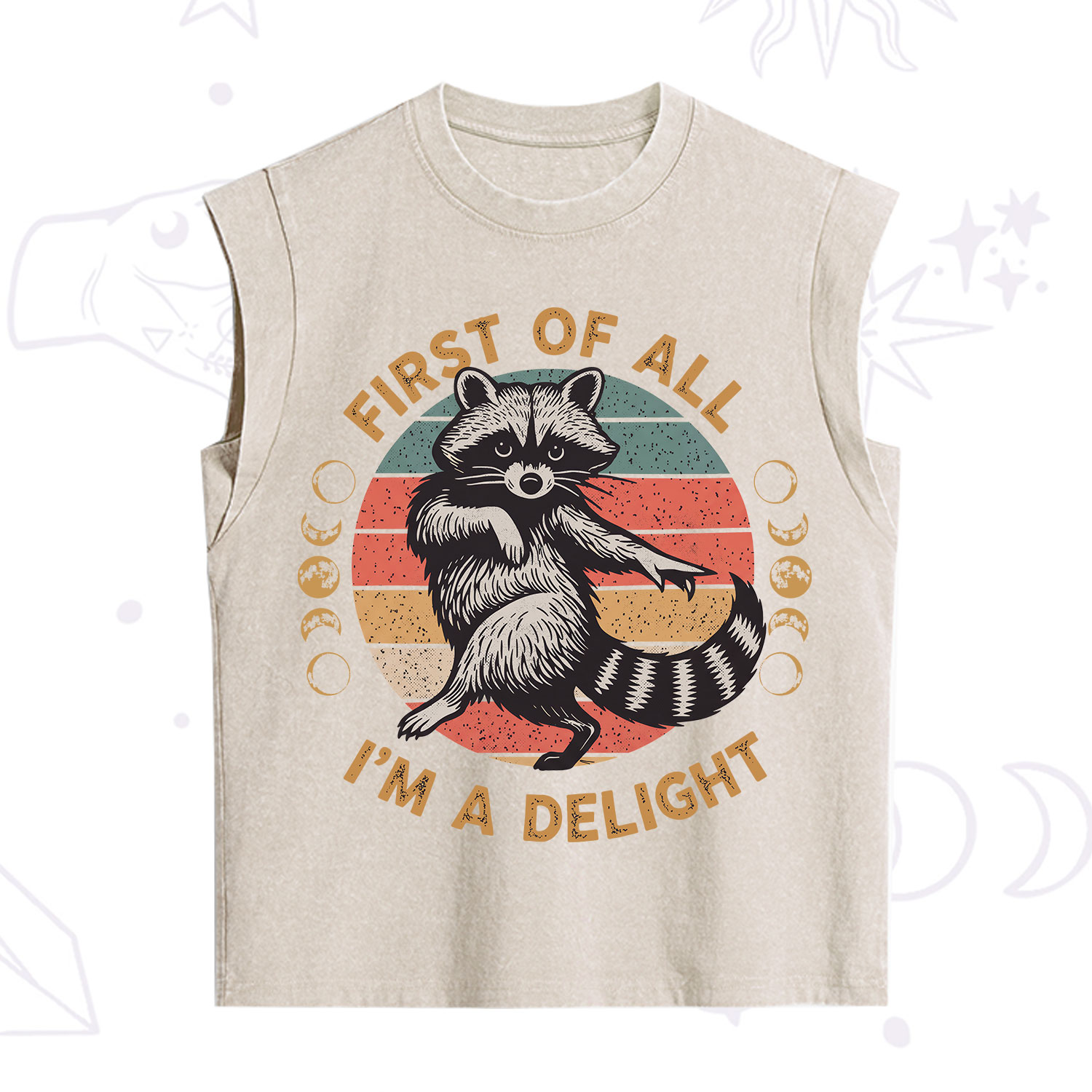 Purplehecate First of All I'm A Delight Raccoon Vintage Washed Tank