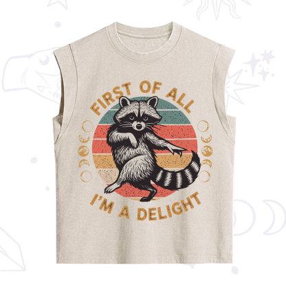 Purplehecate First of All I'm A Delight Raccoon Vintage Washed Tank