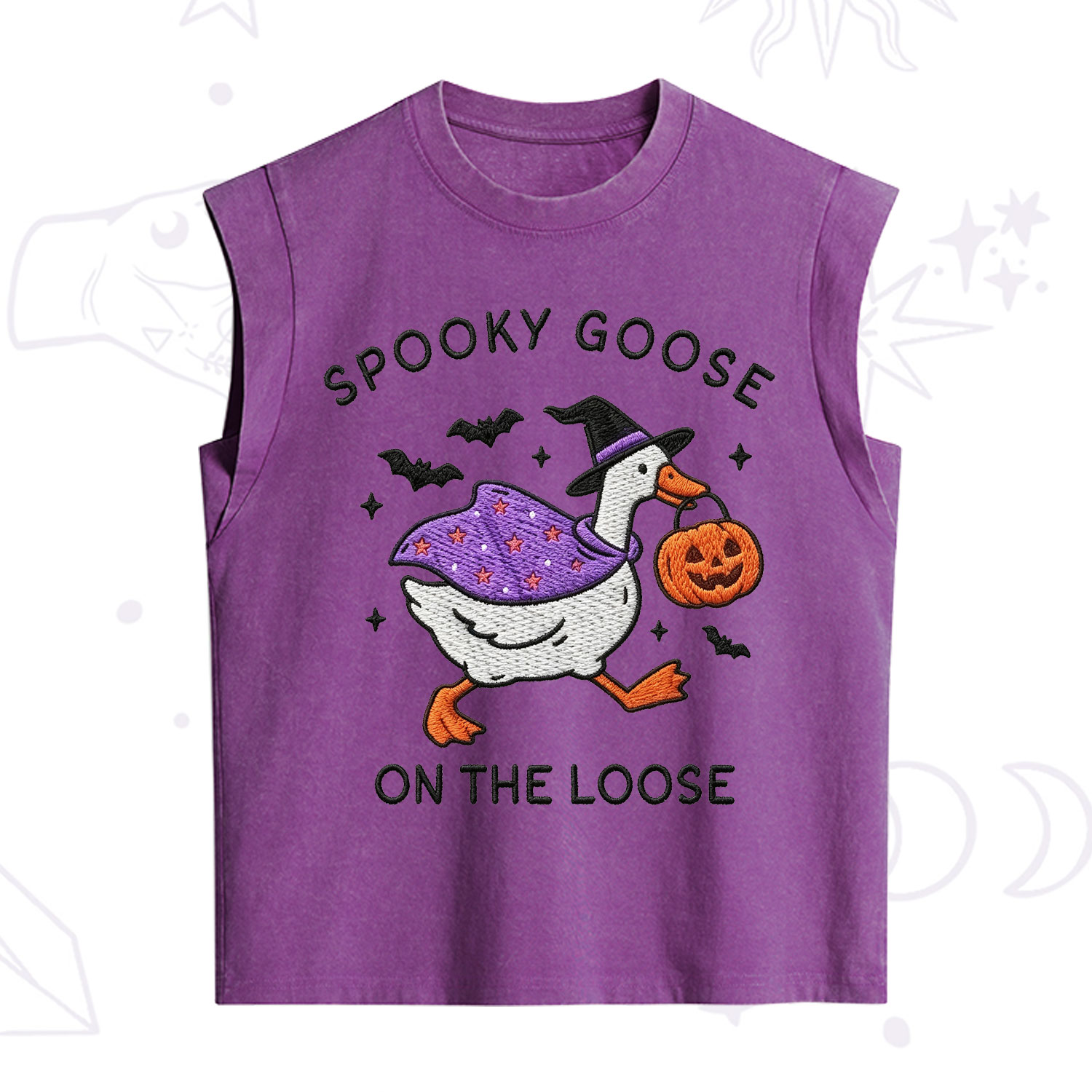Purplehecate Spooky Goose Embroidered Vintage Washed Tank