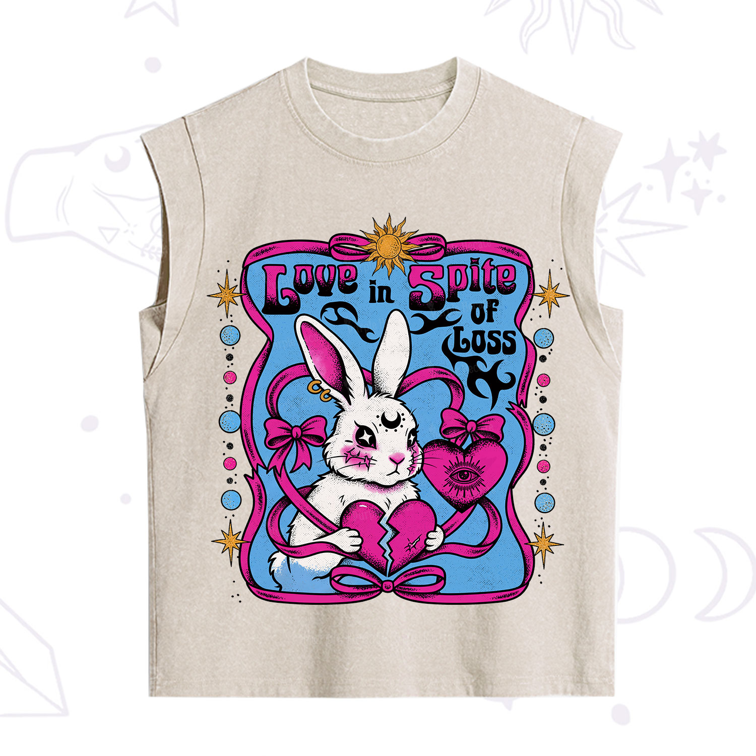 Purplehecate Love in Spite of Loss Bunny Vintage Washed Tank