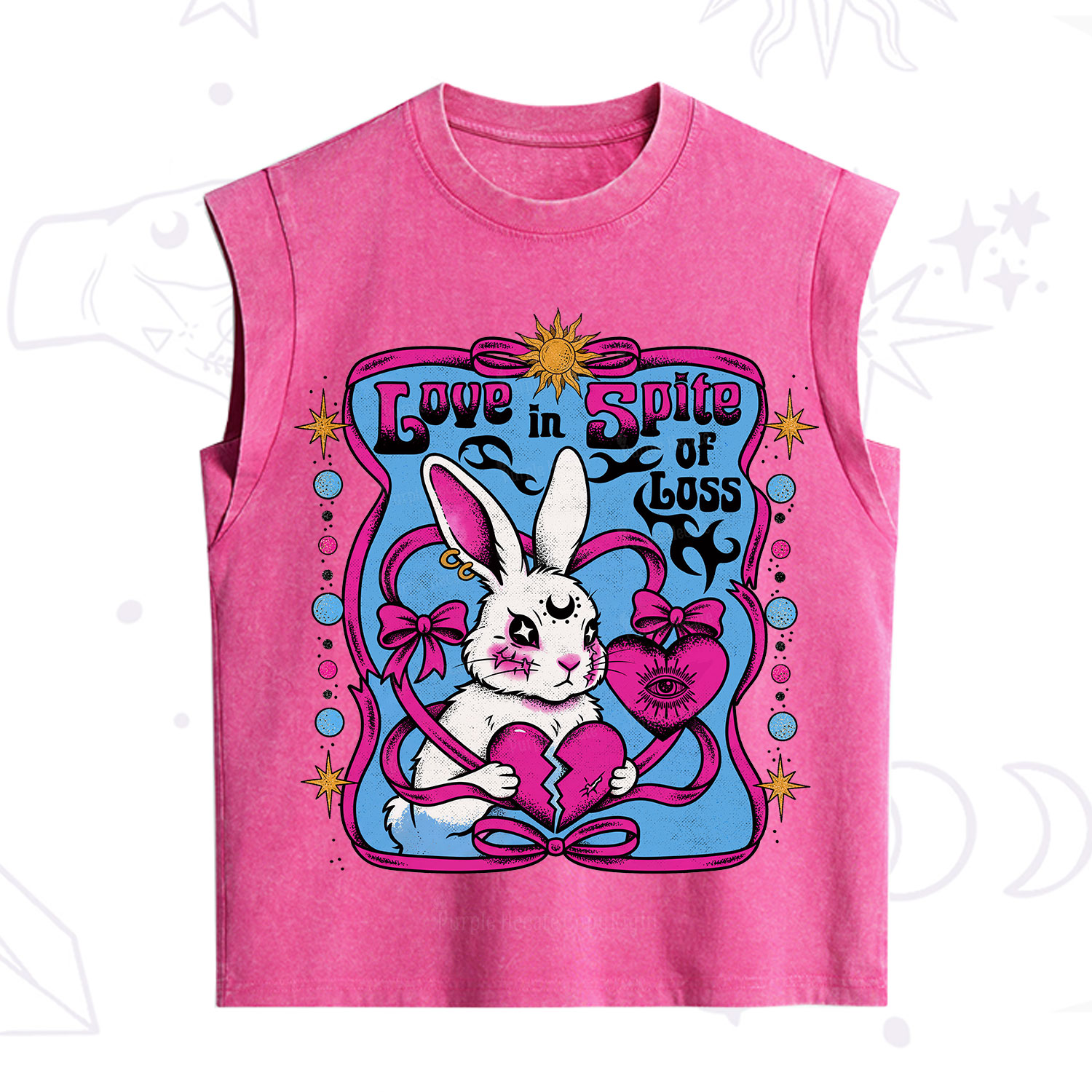 Purplehecate Love in Spite of Loss Bunny Vintage Washed Tank