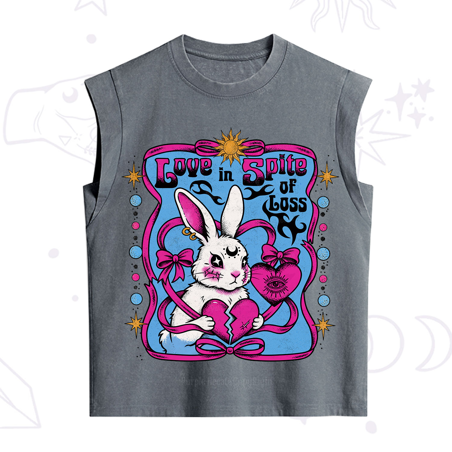 Purplehecate Love in Spite of Loss Bunny Vintage Washed Tank