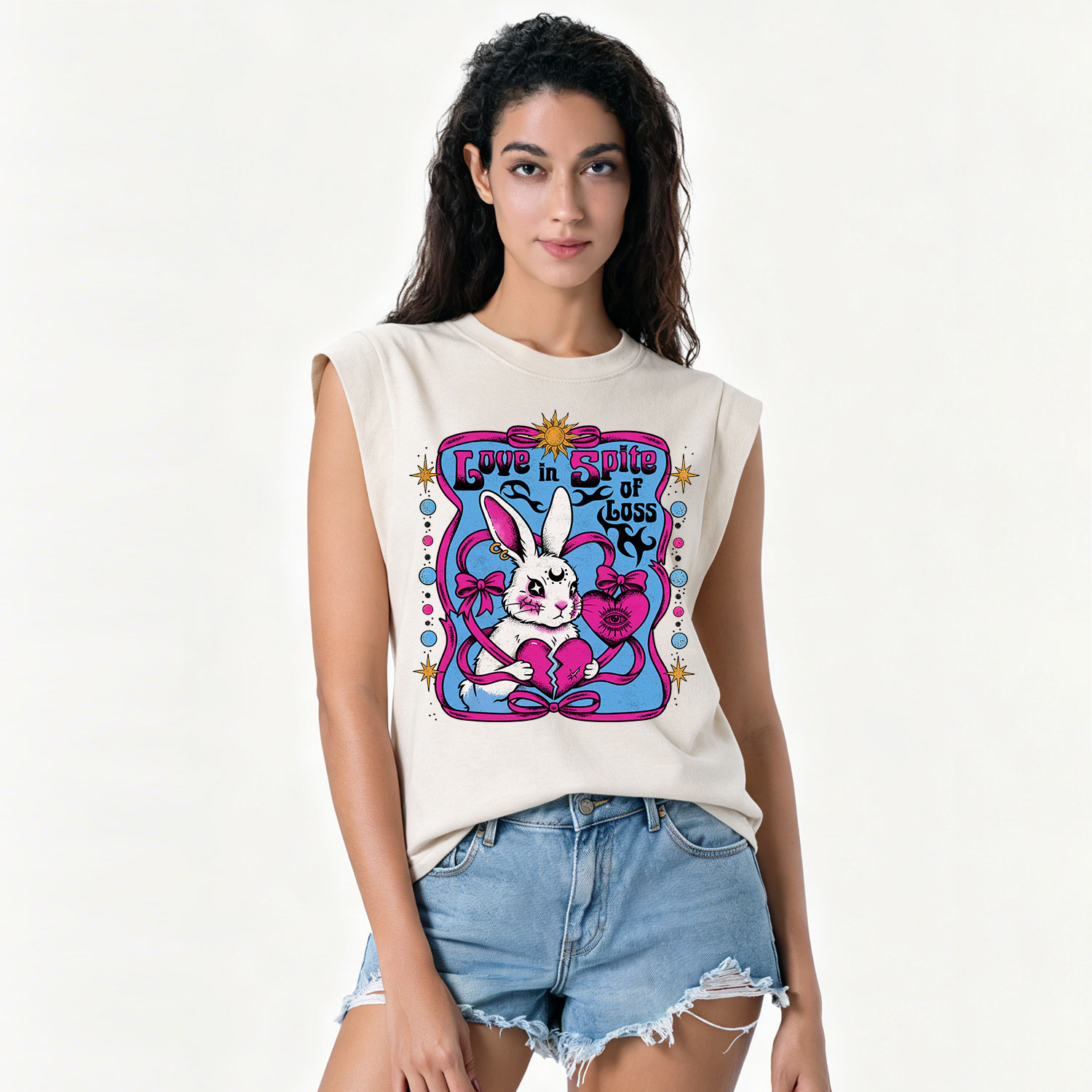 Purplehecate Love in Spite of Loss Bunny Vintage Washed Tank