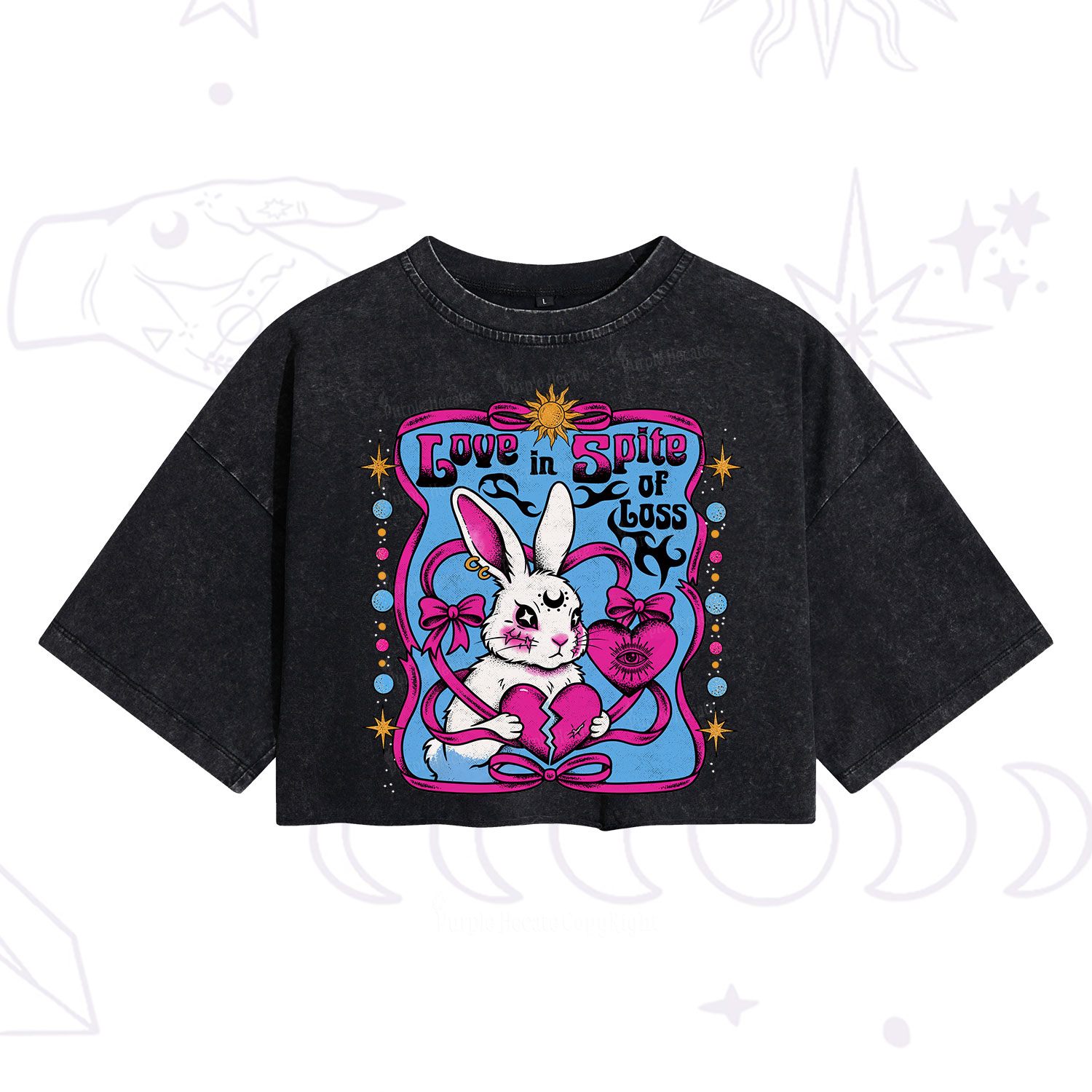 Purplehecate Love in Spite of Loss Bunny Washed Cropped T-Shirt