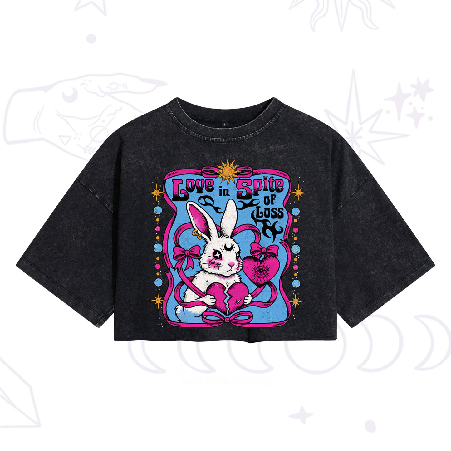 Purplehecate Love in Spite of Loss Bunny Washed Cropped T-Shirt