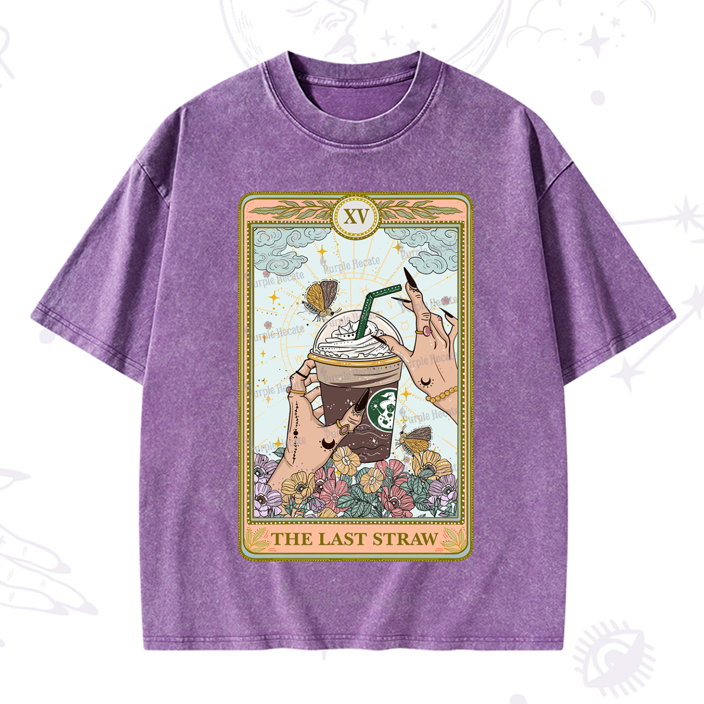 Purplehecate The Last Straw Tarot Washed T-Shirt
