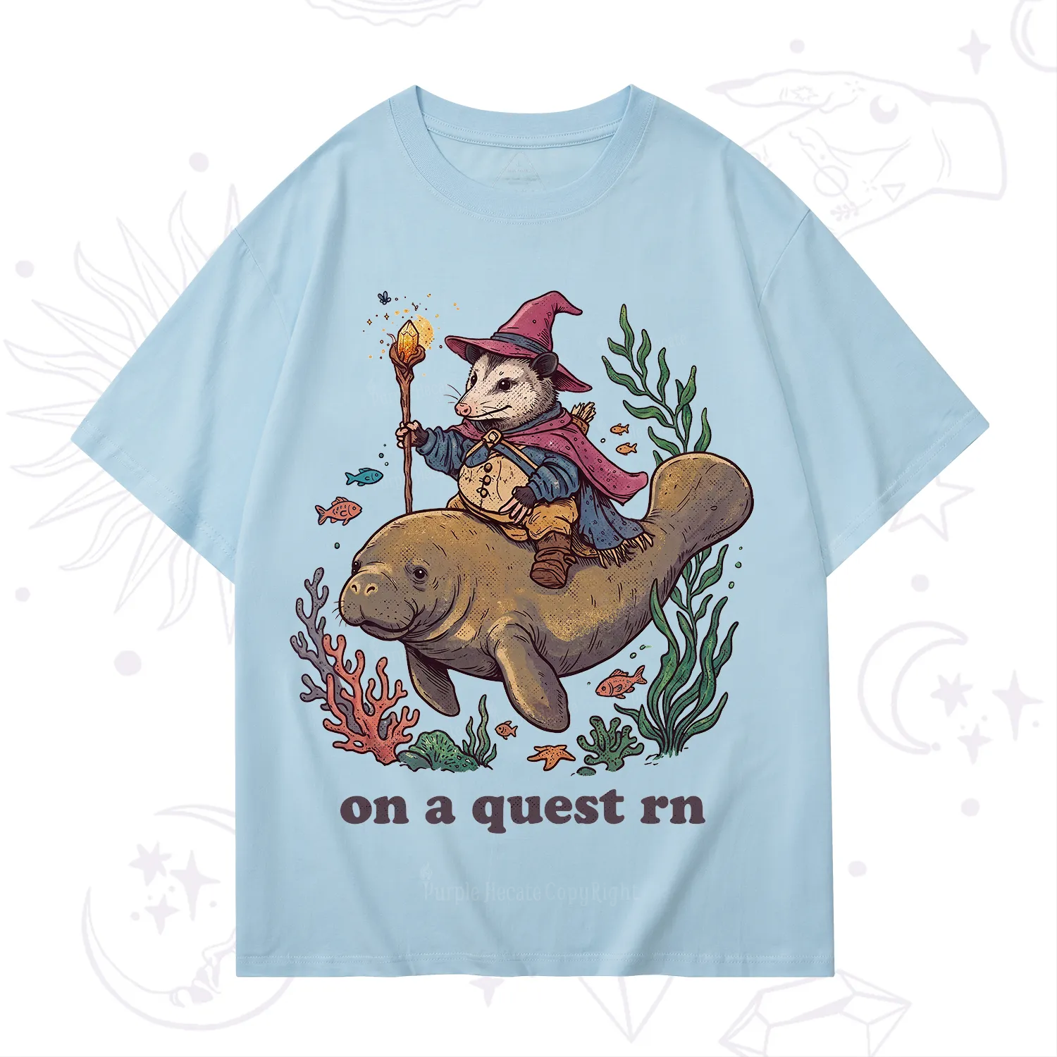Purplehecate Opossum Wizard on Sea Quest T-Shirt