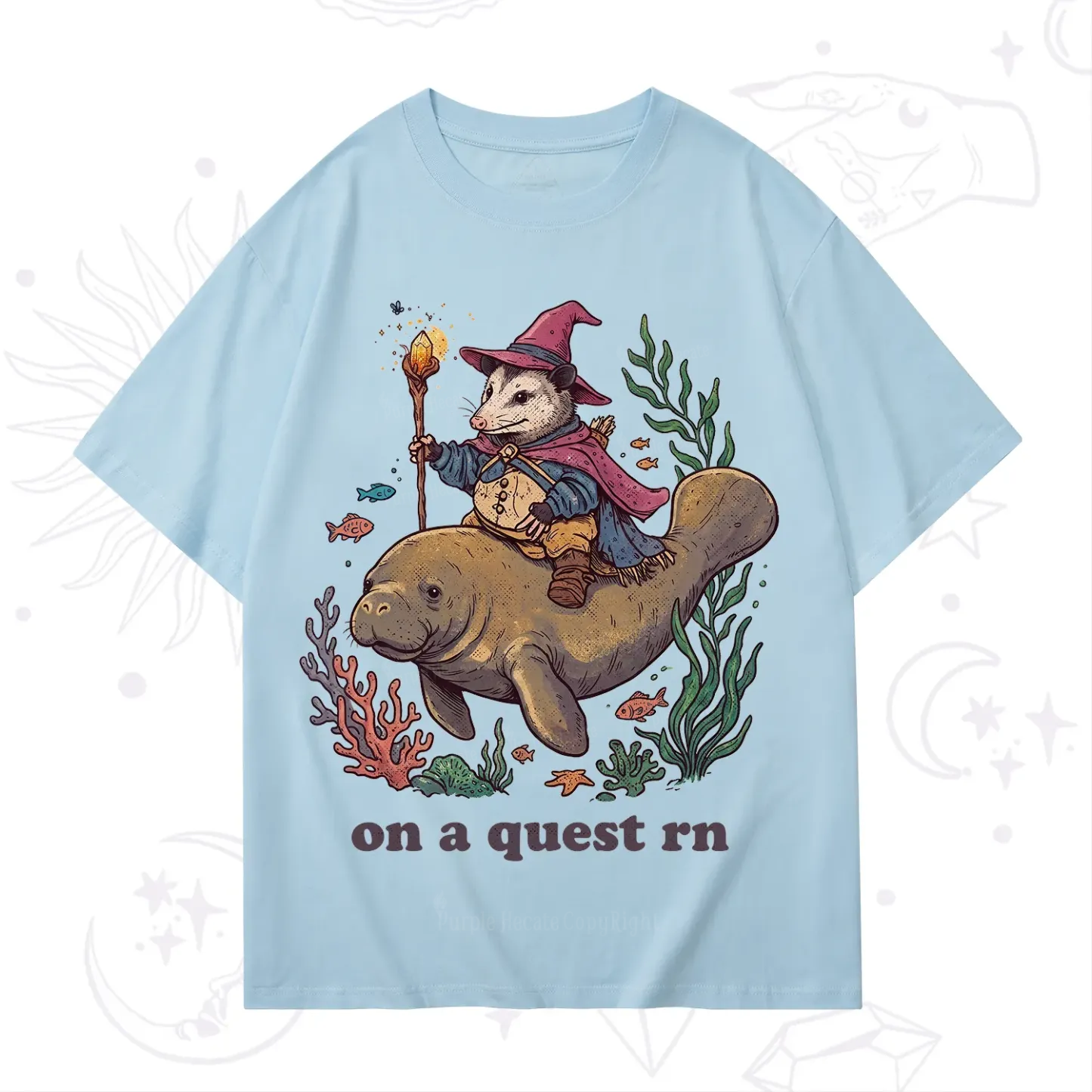 Purplehecate Opossum Wizard on Sea Quest T-Shirt