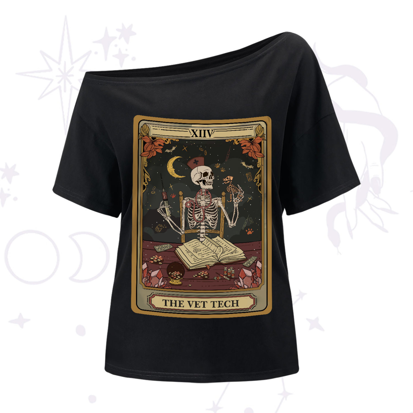 Purplehecate The Vet Tech Skeleton Tarot One-Shoulder T-Shir