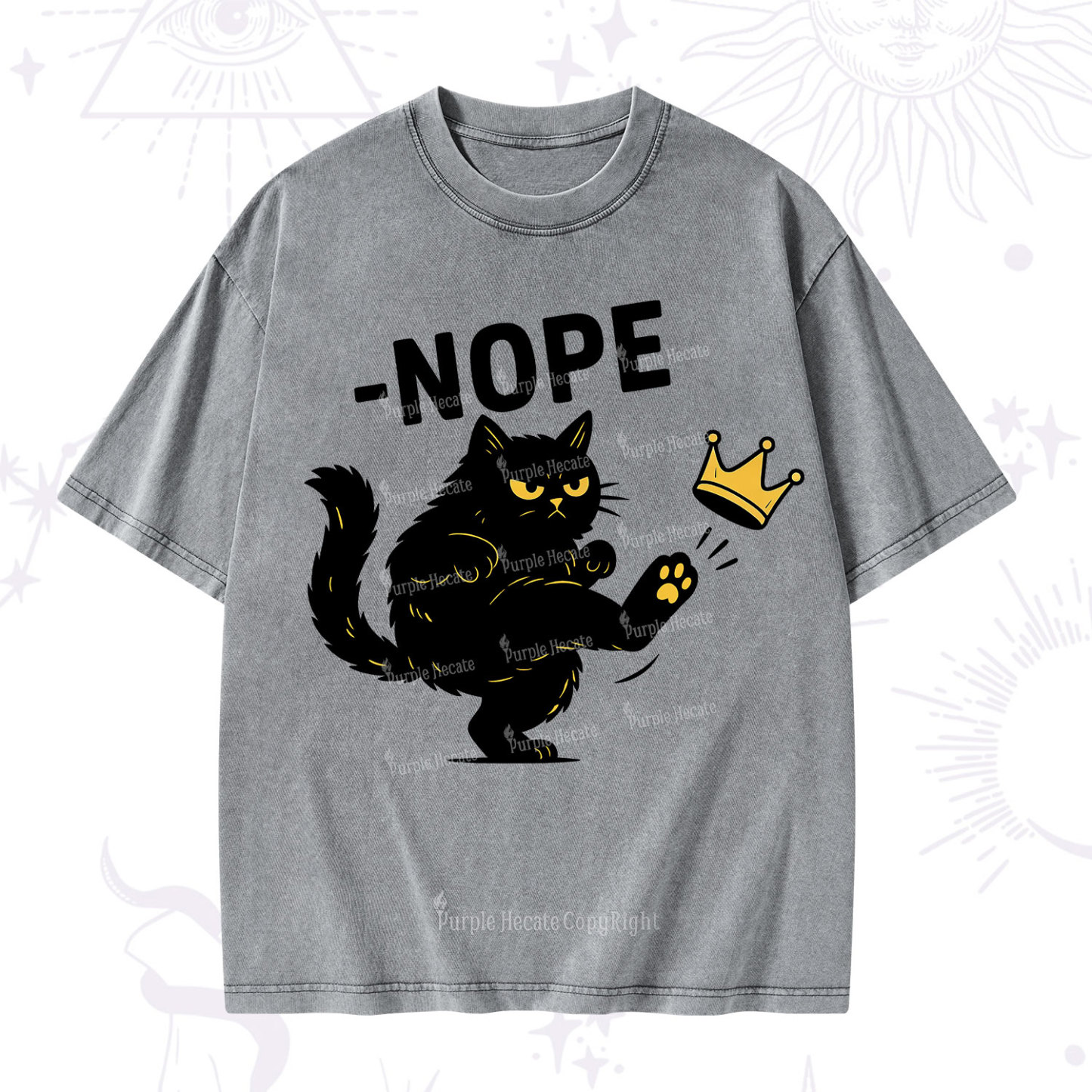 Purplehecate No Kings Black Cat Washed T-Shirt