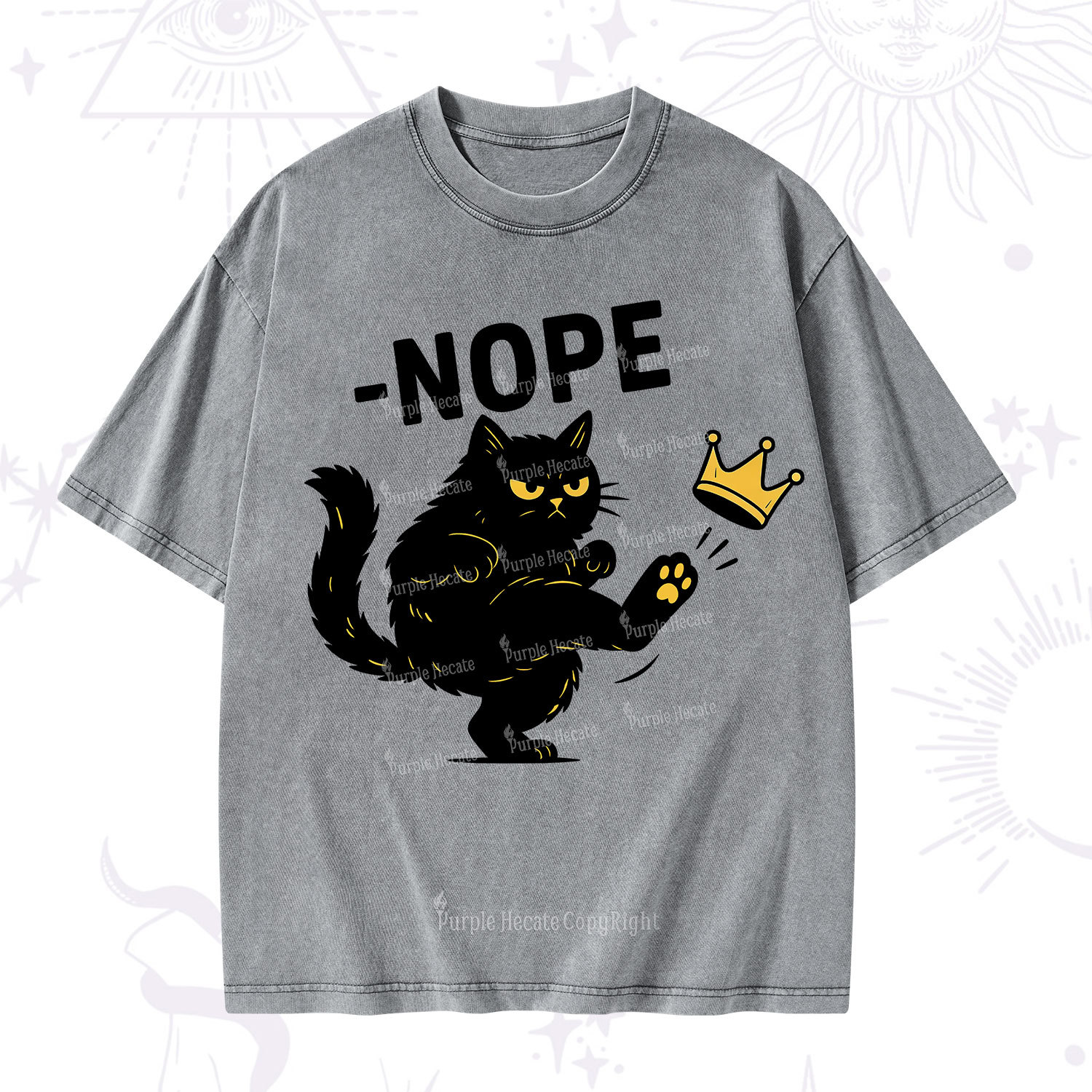 Purplehecate No Kings Black Cat Washed T-Shirt