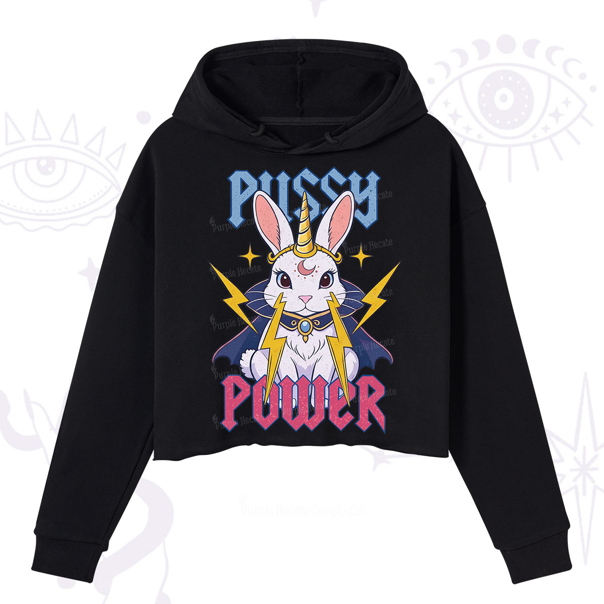 Purplehecate Pussy Power Magic Bunny Crop Hoodie