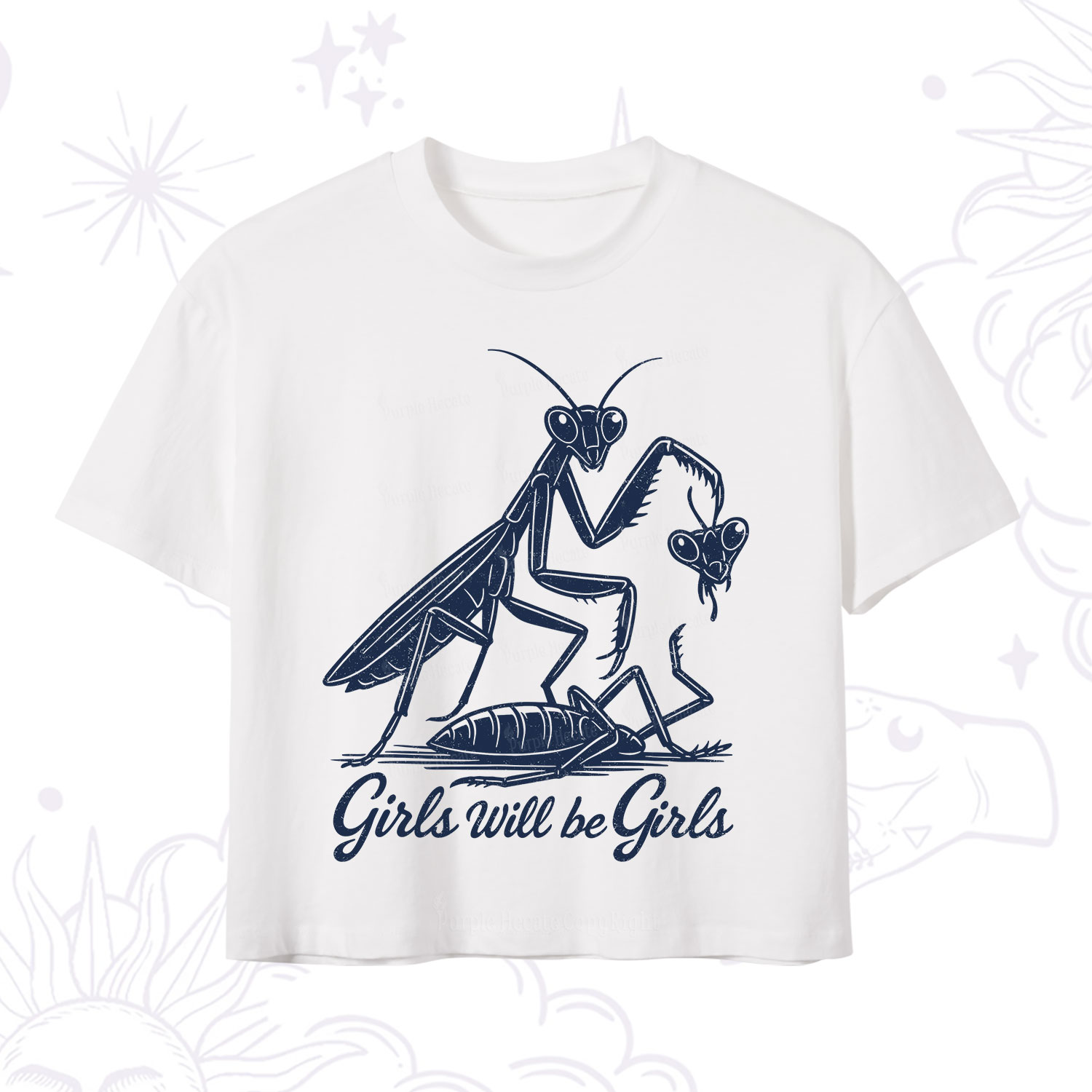 Purplehecate Girls Will Be Girls Praying Mantis Crop T-Shirt