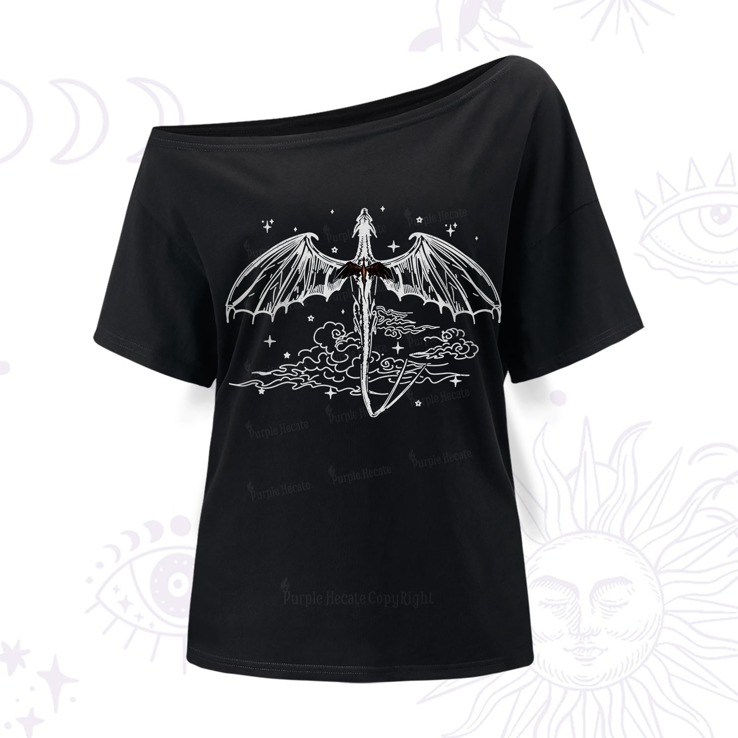 Purplehecate Dragon Rider Celestial Sword One Shoulder T-Shirt