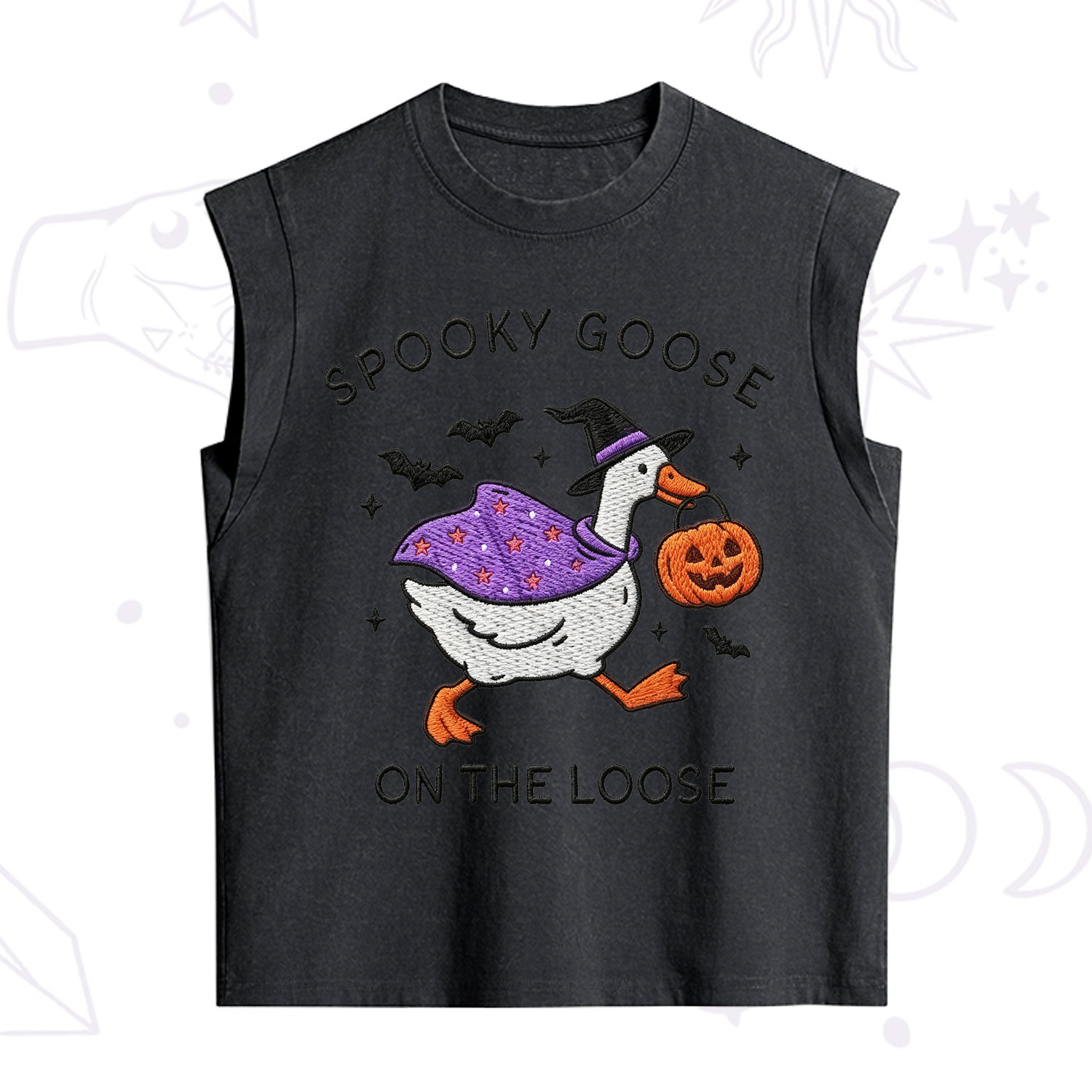 Purplehecate Spooky Goose Embroidered Vintage Washed Tank