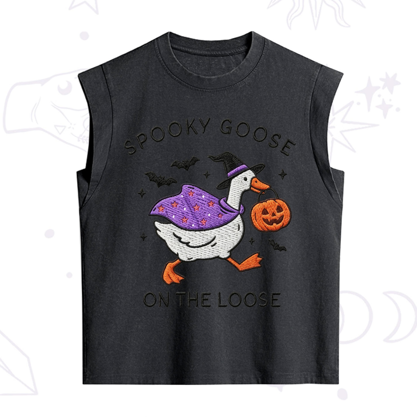 Purplehecate Spooky Goose Embroidered Vintage Washed Tank