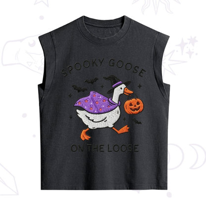 Purplehecate Spooky Goose Embroidered Vintage Washed Tank