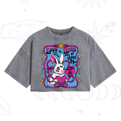 Purplehecate Love in Spite of Loss Bunny Washed Cropped T-Shirt
