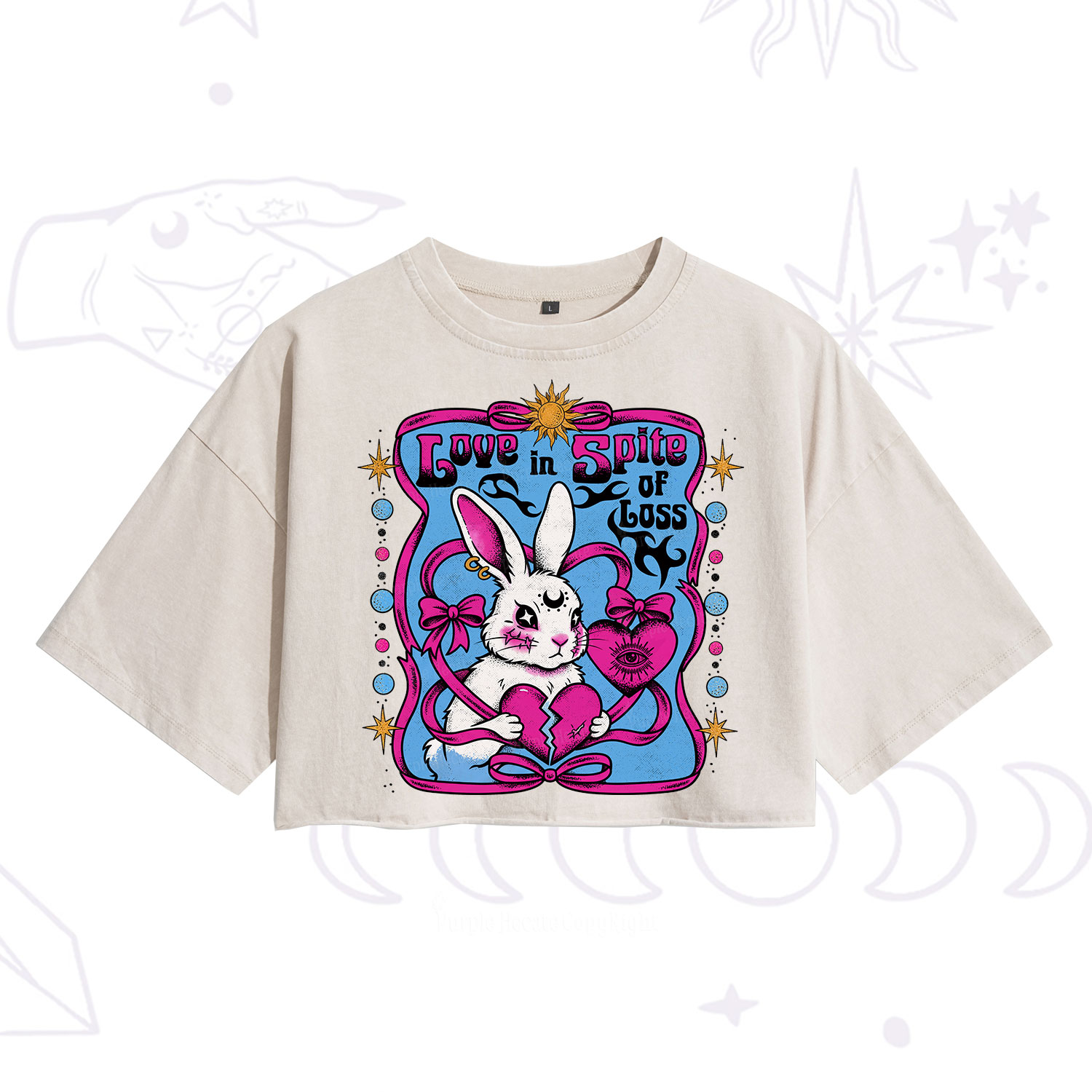 Purplehecate Love in Spite of Loss Bunny Washed Cropped T-Shirt