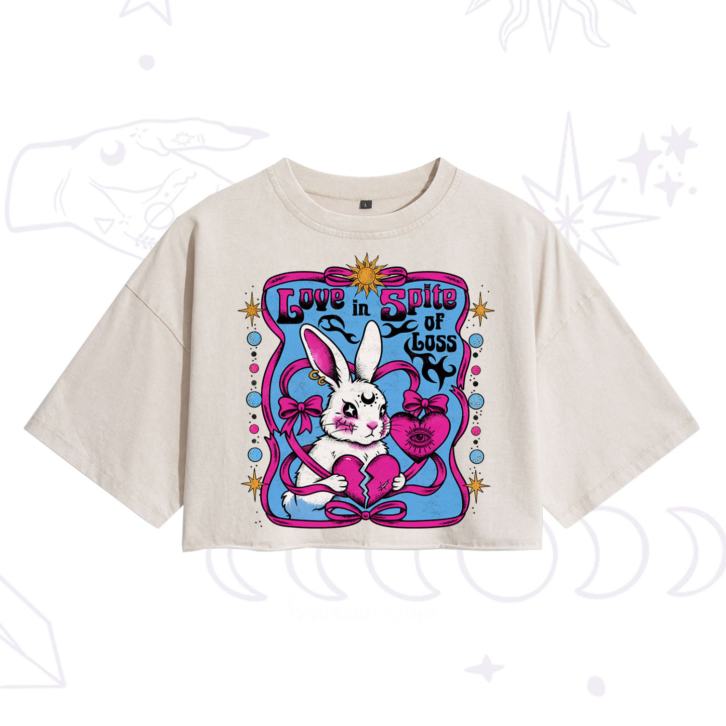 Purplehecate Love in Spite of Loss Bunny Washed Cropped T-Shirt