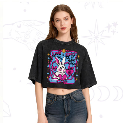 Purplehecate Love in Spite of Loss Bunny Washed Cropped T-Shirt