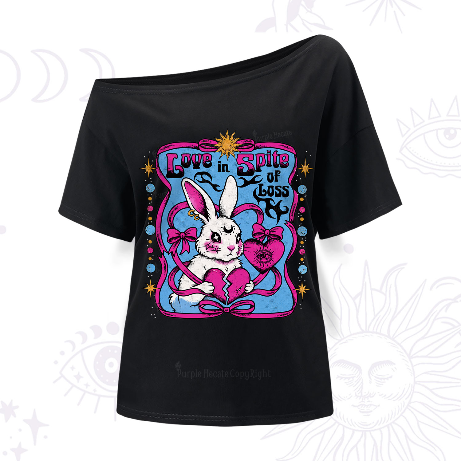 Purplehecate Love in Spite of Loss Bunny One Shoulder T-Shirt