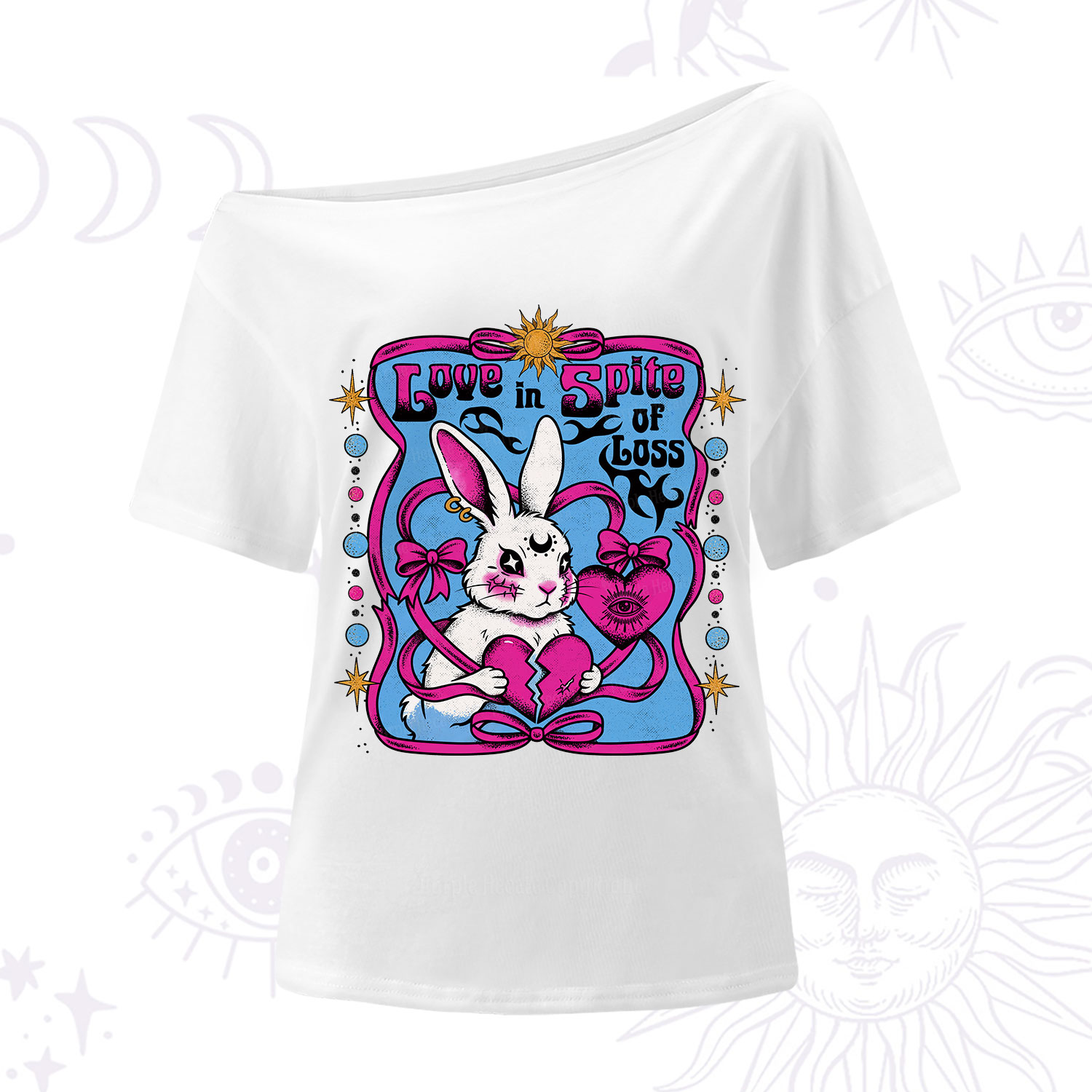 Purplehecate Love in Spite of Loss Bunny One Shoulder T-Shirt
